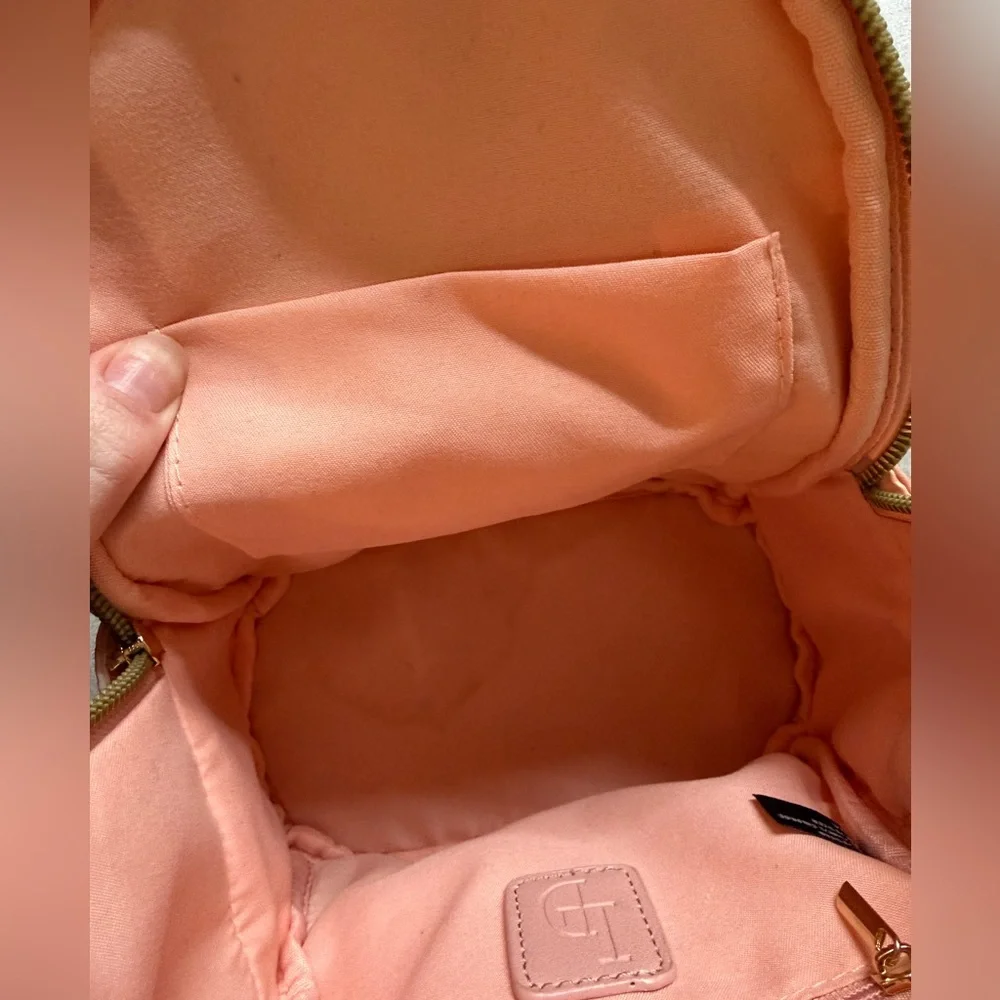 Moon and Stars Pink Celestial Print Backpack with Puff Ball Charm